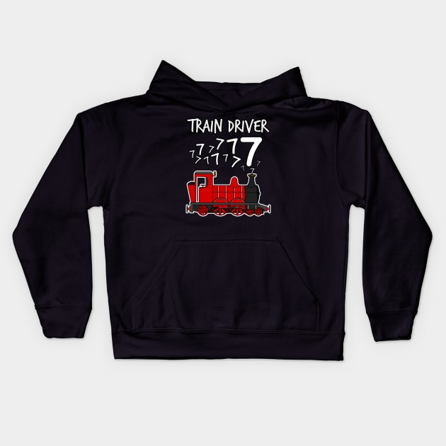 Train Driver 7 Year Old Kids Steam Engine Kids Hoodie by doodlerob